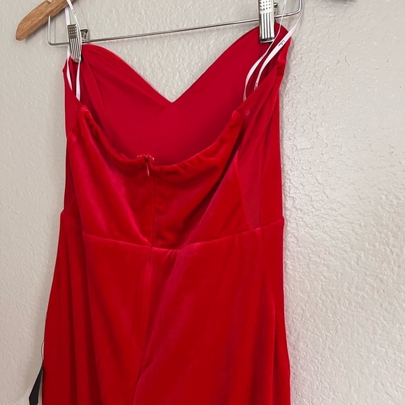 Glamorous Event Red Velvet Strapless Mermaid Maxi Dress - Picture 7 of 9